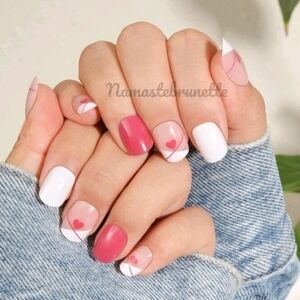 2/$16 Pink Hearts French Manicure Press On Nails